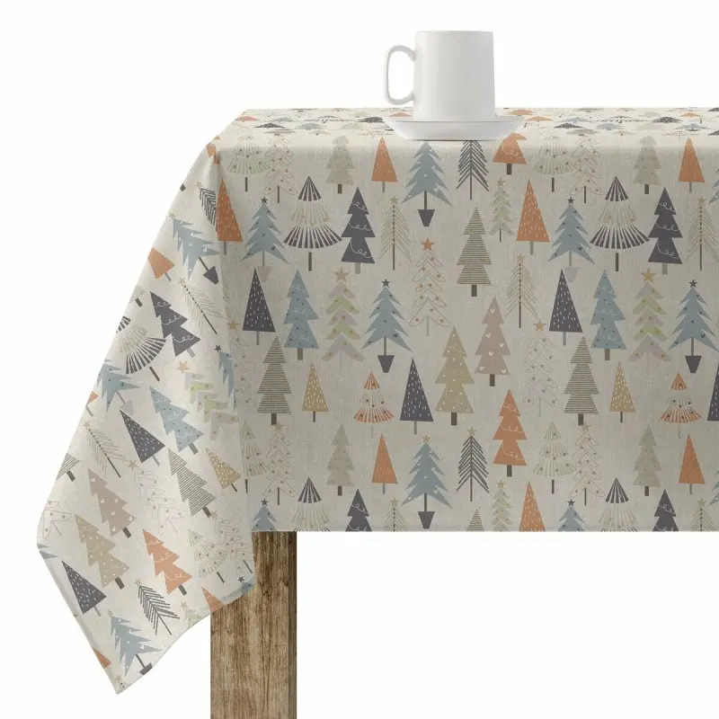 Stain-proof resined tablecloth Muaré Merry Christmas 140 x 140 cm