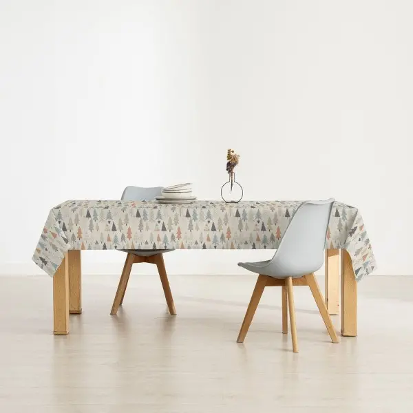 Stain-proof resined tablecloth Muaré Merry Christmas 200 x 140 cm