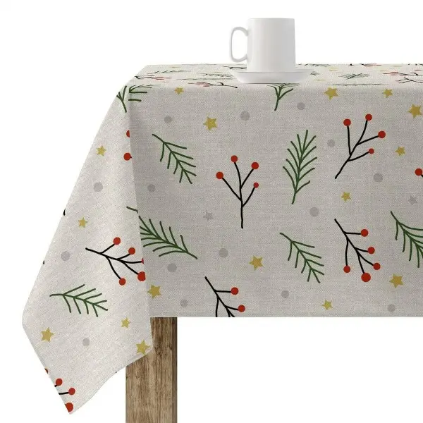 Stain-proof resined tablecloth Muaré Merry Christmas 200 x 140 cm