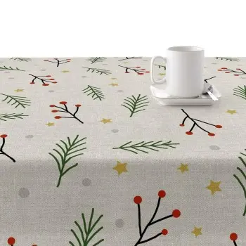 Stain-proof resined tablecloth Muaré Merry Christmas 200... 2