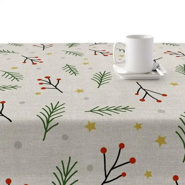 Stain-proof resined tablecloth Muaré Merry Christmas 140 x 140 cm