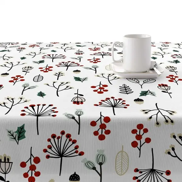 Stain-proof resined tablecloth Muaré Merry Christmas 140 x 140 cm