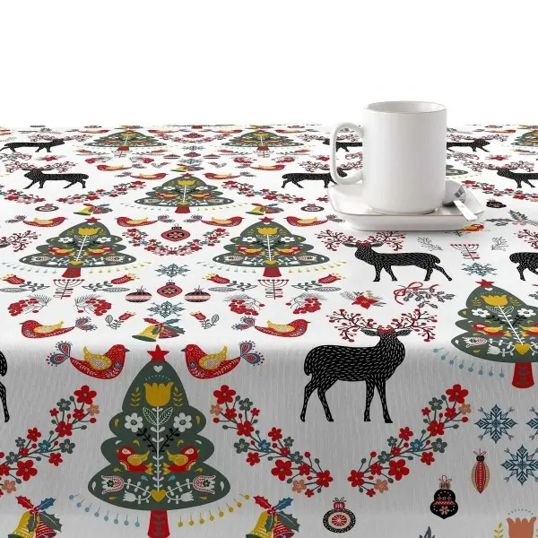 Stain-proof resined tablecloth Muaré Merry Christmas 250 x 140 cm