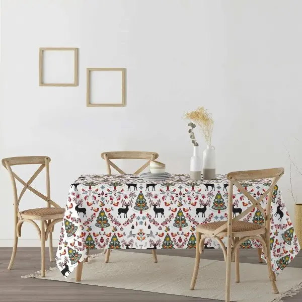 Stain-proof resined tablecloth Muaré Merry Christmas 250 x 140 cm