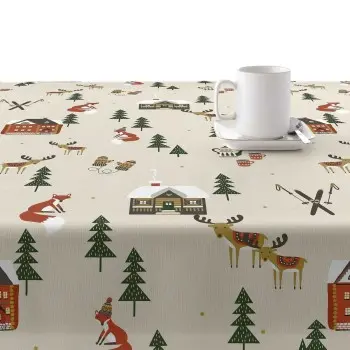 Stain-proof resined tablecloth Muaré Merry Christmas 200... 2