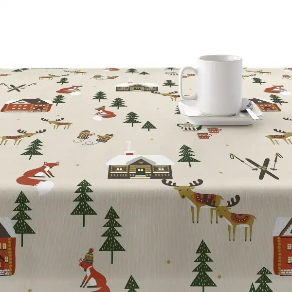 Stain-proof resined tablecloth Muaré Merry Christmas 200 x 140 cm