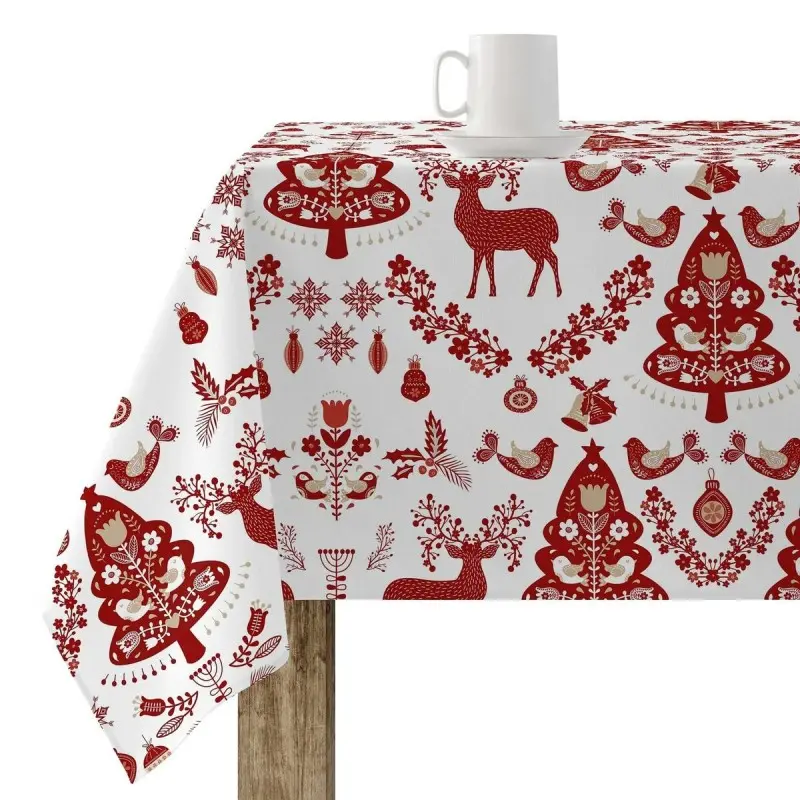 Stain-proof resined tablecloth Muaré Merry Christmas 250 x 140 cm