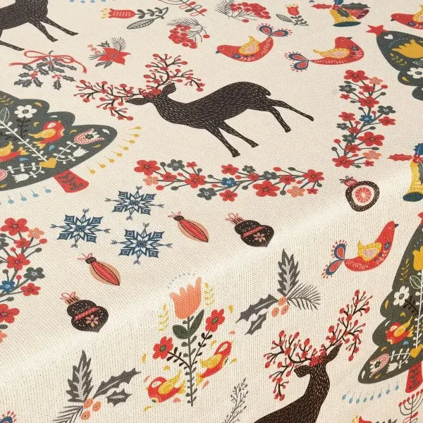 Stain-proof resined tablecloth Muaré Merry Christmas 200 x 140 cm