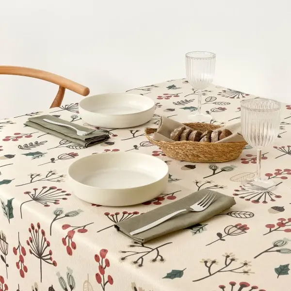 Stain-proof resined tablecloth Muaré Merry Christmas 100 x 140 cm