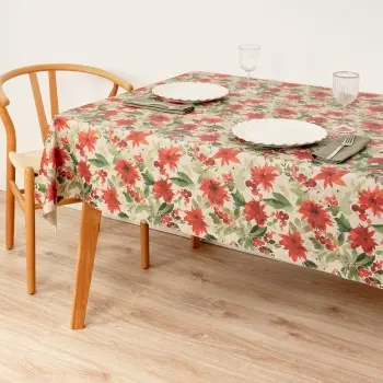 Stain-proof resined tablecloth Muaré Merry Christmas 140... 2