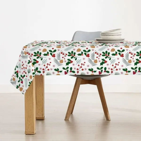 Stain-proof resined tablecloth Muaré Merry Christmas 200 x 140 cm