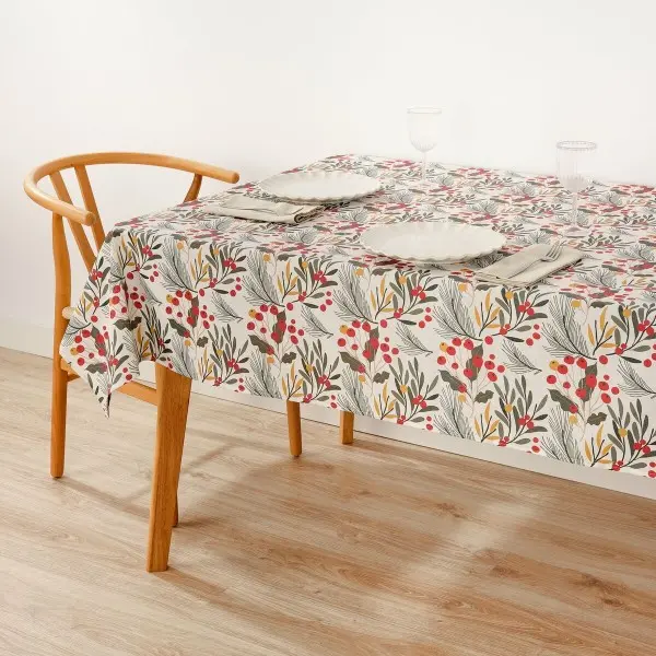 Stain-proof resined tablecloth Muaré Merry Christmas 300 x 140 cm