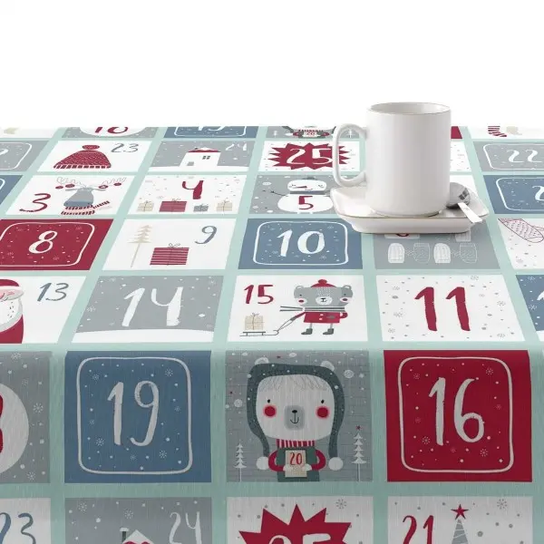 Stain-proof resined tablecloth Muaré Merry Christmas 250 x 140 cm