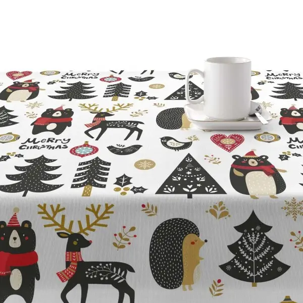 Stain-proof resined tablecloth Muaré Merry Christmas 200 x 140 cm