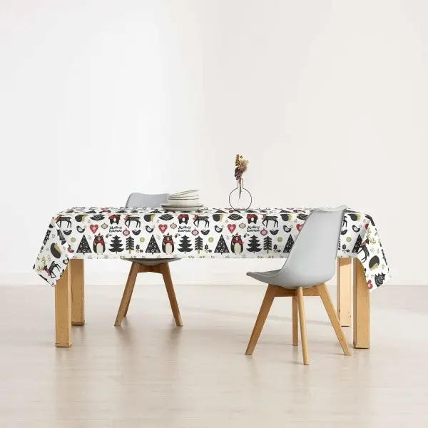 Stain-proof resined tablecloth Muaré Merry Christmas 200 x 140 cm