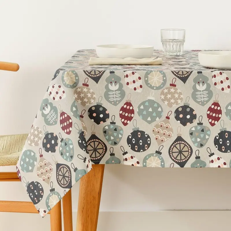 Stain-proof resined tablecloth Muaré Merry Christmas 200 x 140 cm