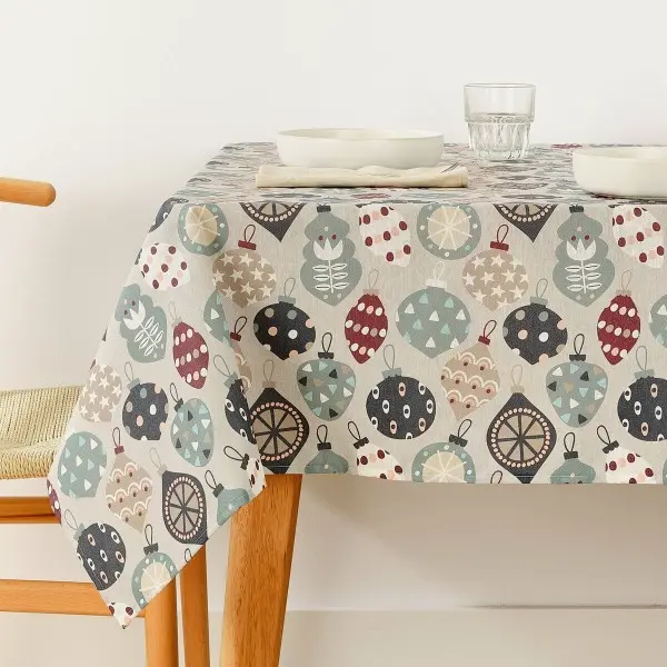 Stain-proof resined tablecloth Muaré Merry Christmas 100 x 140 cm