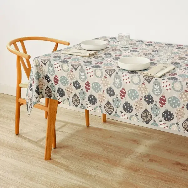 Stain-proof resined tablecloth Muaré Merry Christmas 100 x 140 cm