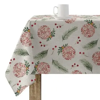 Stain-proof resined tablecloth Muaré Merry Christmas 100...