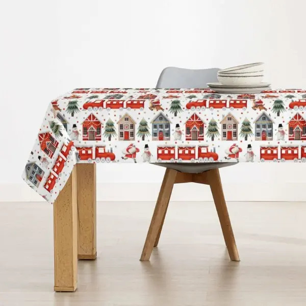 Stain-proof resined tablecloth Muaré Merry Christmas 300 x 140 cm