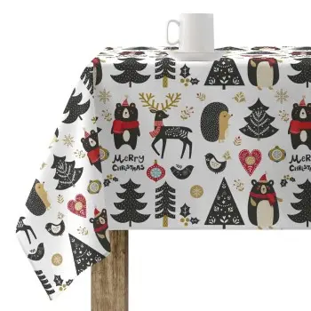 Stain-proof resined tablecloth Muaré Merry Christmas 140...