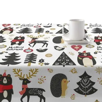 Stain-proof resined tablecloth Muaré Merry Christmas 140... 2