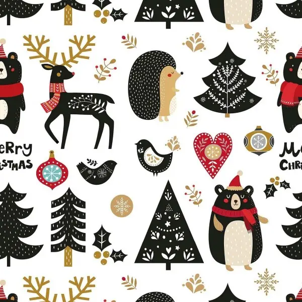 Stain-proof resined tablecloth Muaré Merry Christmas 140 x 140 cm