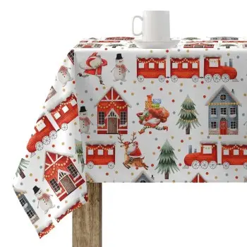 Stain-proof resined tablecloth Muaré Merry Christmas 140...