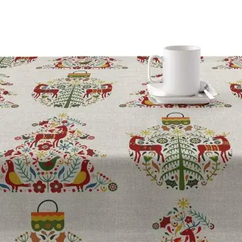 Stain-proof resined tablecloth Muaré Merry Christmas 140... 2