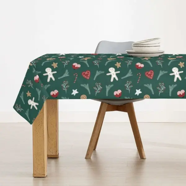 Stain-proof resined tablecloth Muaré Merry Christmas 200 x 140 cm
