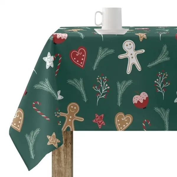 Stain-proof resined tablecloth Muaré Merry Christmas 140 x 140 cm
