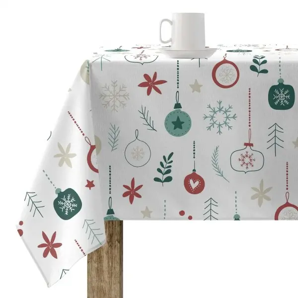 Stain-proof resined tablecloth Muaré Merry Christmas 140 x 140 cm