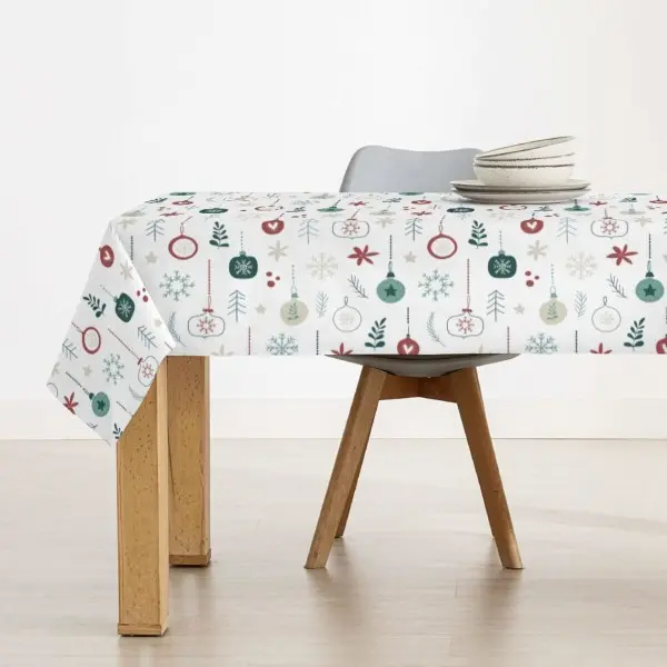 Stain-proof resined tablecloth Muaré Merry Christmas 140 x 140 cm