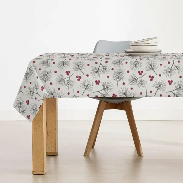 Stain-proof resined tablecloth Muaré Merry Christmas 140 x 140 cm