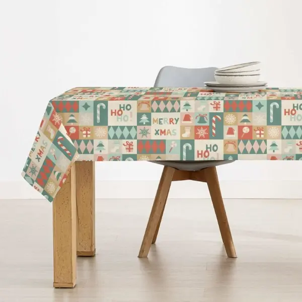 Stain-proof resined tablecloth Muaré Merry Christmas 300 x 140 cm