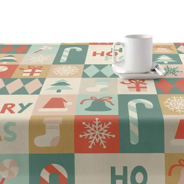 Stain-proof resined tablecloth Muaré Merry Christmas 100 x 140 cm