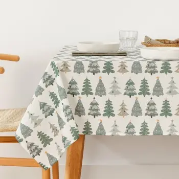 Stain-proof resined tablecloth Muaré Merry Christmas 300...