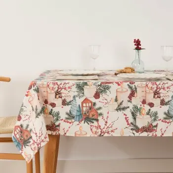 Stain-proof resined tablecloth Muaré Christmas 140 x 140 cm