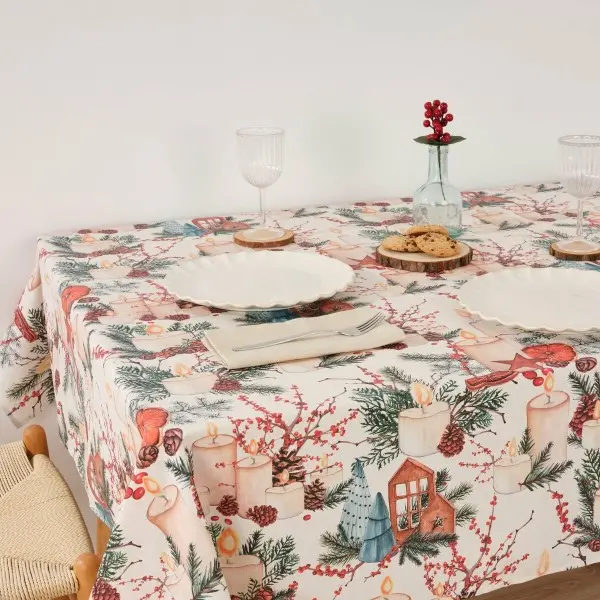 Stain-proof resined tablecloth Muaré Christmas 140 x 140 cm