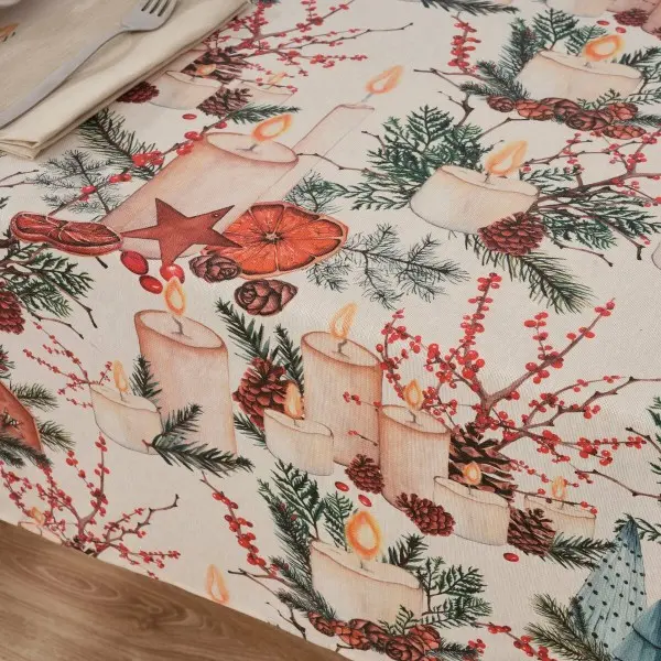 Stain-proof resined tablecloth Muaré Christmas 250 x 140 cm