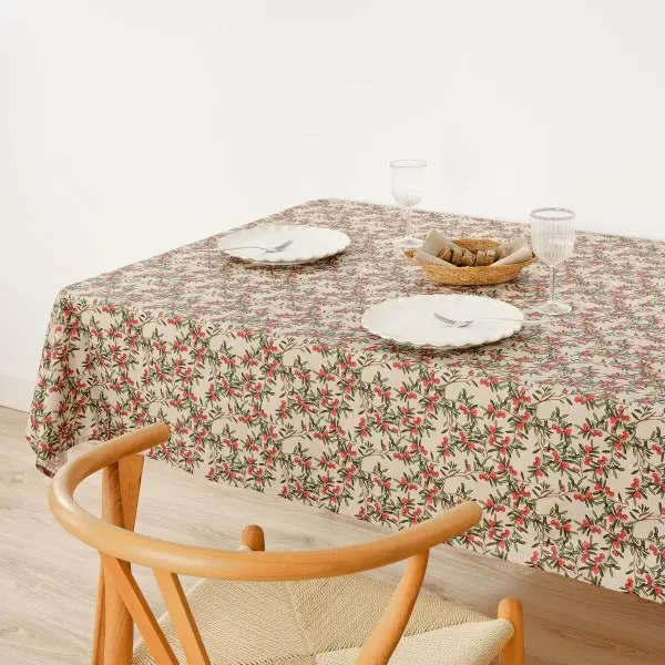 Stain-proof resined tablecloth Muaré Mistletoe 300 x 140 cm