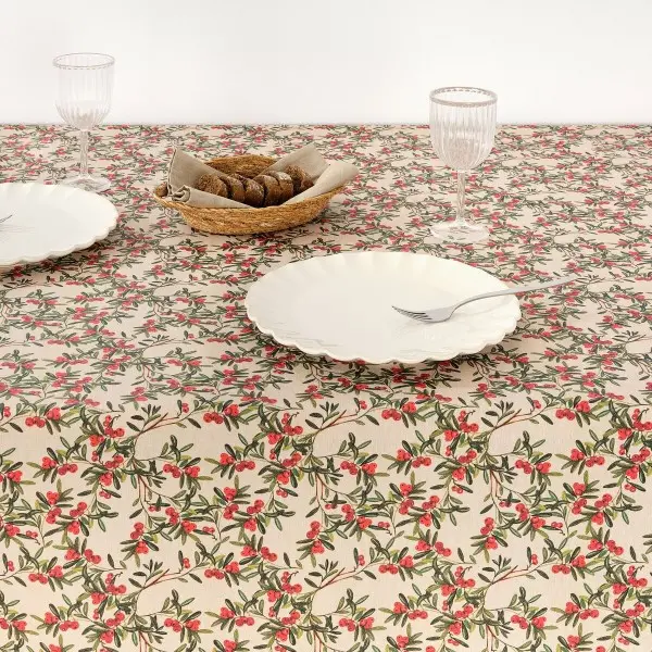 Stain-proof resined tablecloth Muaré Mistletoe 300 x 140 cm