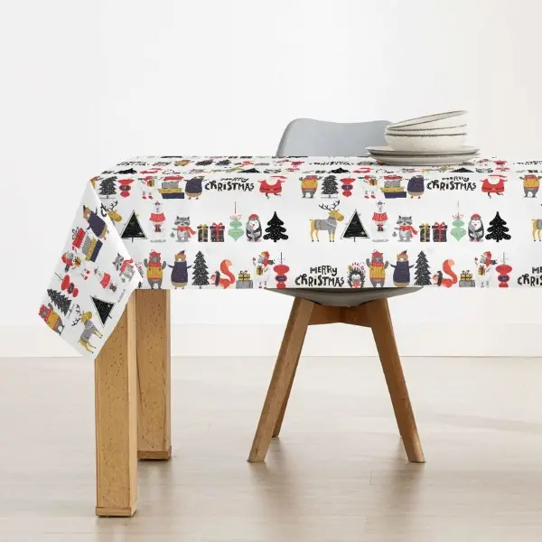 Stain-proof resined tablecloth Muaré Noel 140 x 140 cm