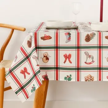 Stain-proof resined tablecloth Muaré Scottish Christmas...