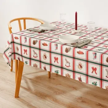 Stain-proof resined tablecloth Muaré Scottish Christmas... 2