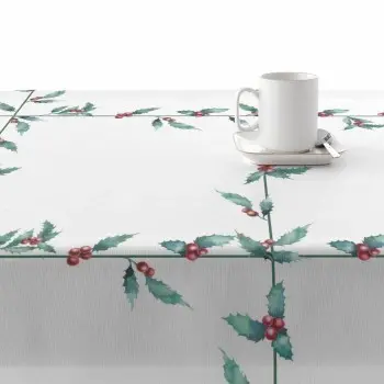 Stain-proof resined tablecloth Muaré White Christmas 100... 2