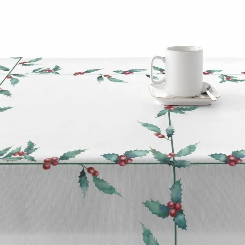 Stain-proof resined tablecloth Muaré White...