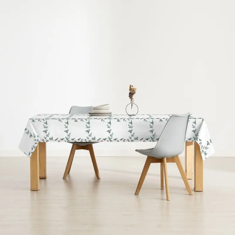 Stain-proof resined tablecloth Muaré White...