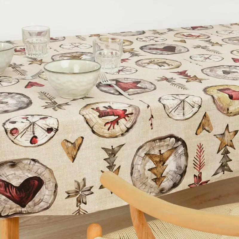 Stain-proof resined tablecloth Muaré Wooden...