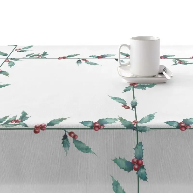 Stain-proof resined tablecloth Muaré White...